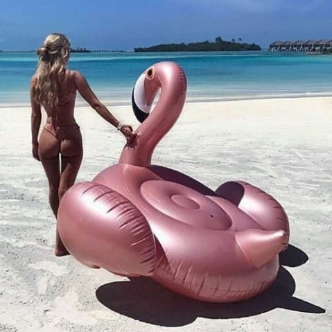 Надувной матрас Розовый фламинго перламутр 190 см