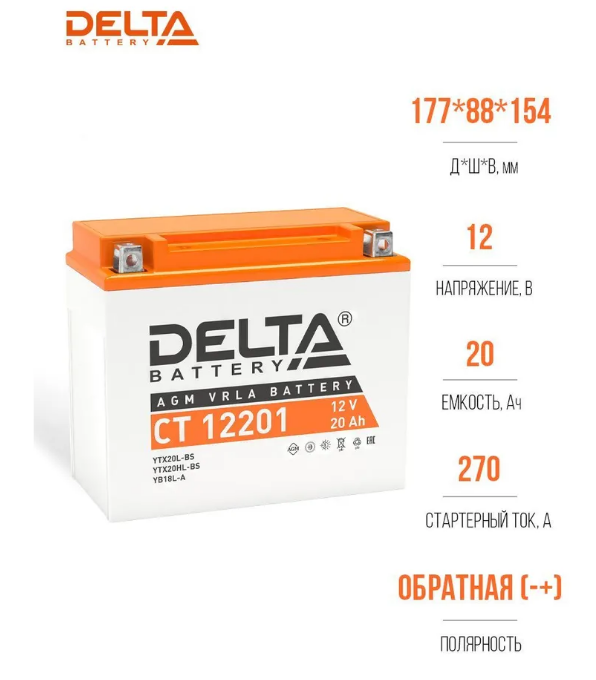 Аккумуляторная батарея Delta СТ 12201